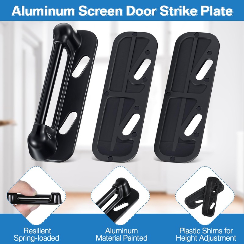 Enhon 3 Pack Screen Door Spring Strike Plate, Spring Loaded
