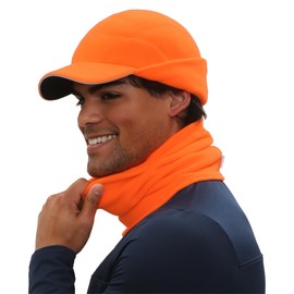 TrailHeads Men's Gift Set - Fleece Ball Cap with Drop Down Ear Warmer and Microfleece Neck Warmer/Gaiter - Hunter Orange