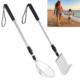 CIEOVO 2 Pack Shark Tooth Sifter Clam Rake and Beach Sand Sifter Sand Scoop Shell Scooper for Summer Beach Scoop Shovel Sifter Tool Picking Up Shells