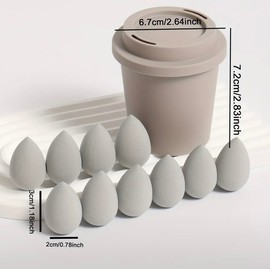 10 mini beauty eggs with mini cup packaging 10 mini beauty eggs makeup sponge. Foundation mixing beauty sponge, liquid, cream and powder flawless, latex-free dry & wet foundation makeup (Light grey)