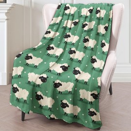 BIWOTU Funny Sheep Theme Flannel Blanket - Ultra Soft, Cozy, Lightweight Throw - Warm, Anti-Pilling Fuzzy Blanket for Couch, Bed, Office, Travel, Unisex - 50×60in