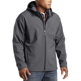 Harbor Bay by DXL Men's Big and Tall Hooded Bonded Fleece Jacket Charcoal Black 4XLT