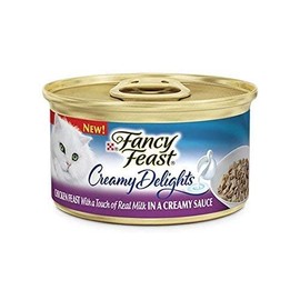 Fancy Feast - Purina, delicia cremosa, fiesta de pollo con un toque de leche real en una salsa cremosa, 3 onzas (paquete de 6 latas) - To...