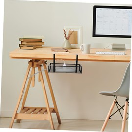 Operitacx Kabelmanagement Schreibtisch Kabelorganizer für Büro und Zuhause Untere Ablage für Kabel Multifunktionale Aufbewahrungslösung aus Schwarzem Karbonstahl Platzsparend und