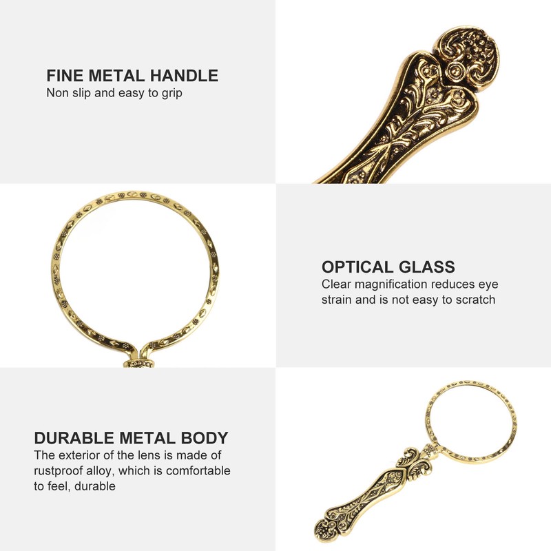 3X Retro Magnifying Glass Elderly Kids Handheld Magnifier for Reading