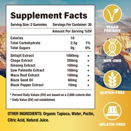 2 Packs 1000 MG Shilajit Supplement Gummies with 85+ Trace Minerals Supplement, Shilajit for Men & Women - 120 Mixed Berry Flavored Gummies