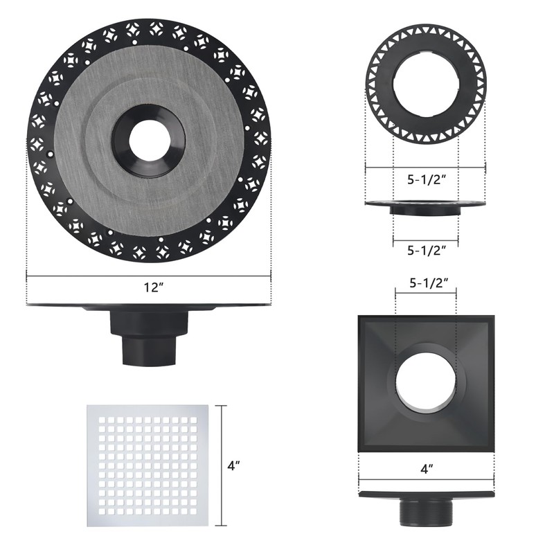 Uni-Green Shower Drain Kit 6” Compatible with Schluter Shower Pan