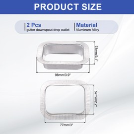 sourcing map 2pcs Rain Gutter Downspout Drop Outlet 2x3 Inch Gutter Adapter Outlet Connector for Downspout Gutter Drain Pipe