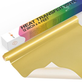HTVRONT Heat Transfer Vinyl Roll -12" x 4FT Gold HTV Vinyl for T-Shirts, Gold Iron on Vinyl for All Cutting Machines - Easy to Cut & Weed for HTV Heat Transfer Vinyl Design