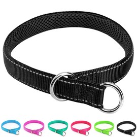 Mycicy Reflective Dog Choke Collar, Soft Nylon Training Slip Collar Suitable for Dog Weight Around 20-38 pounds (5/8" W x 15.5" L, Black)