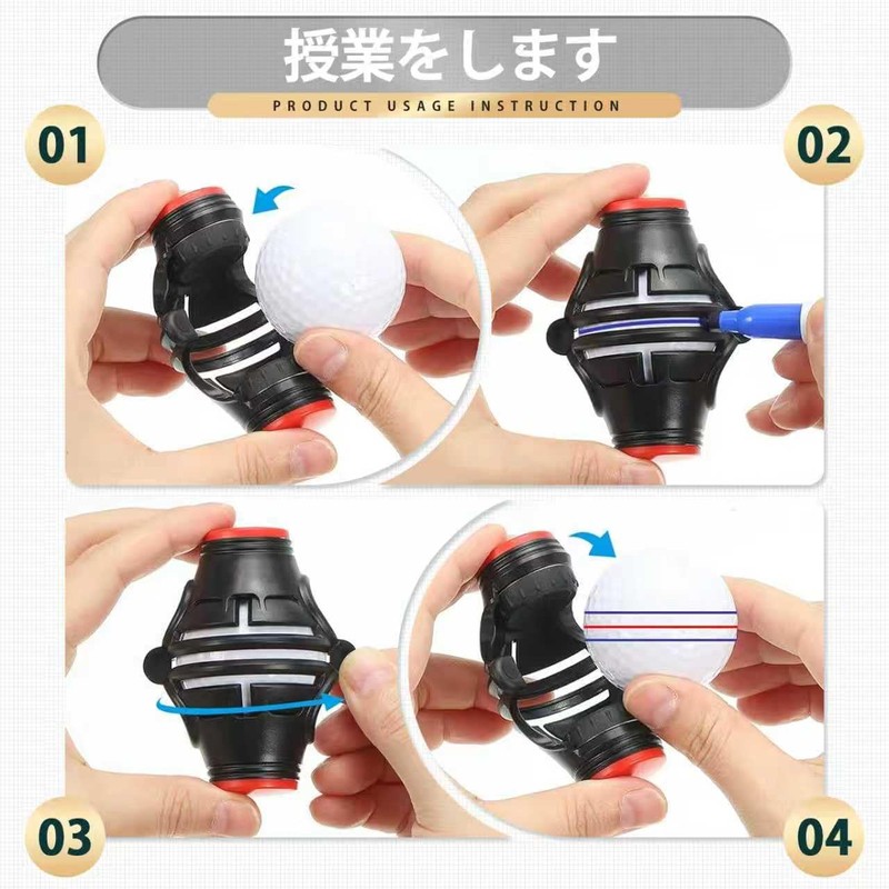 Kazeori Golf Ball Marker 360° Easy Line Drawing Ball Line
