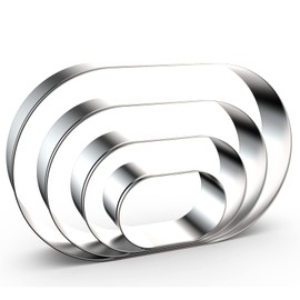 QAAQS Pill Capsule Long Oval Cookie Cutters - 5 Inch, 4 Inch, 3 Inch, 2 Inch - Geometric Frame Plaque Cookie Cutter Set Fondant Biscuit Molds - Stainless Steel