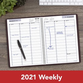 Cuaderno de citas semanales 2021 de AT-A-GLANCE, 8 x 11 pulgadas, grande, DayMinder, Borgoña (G5201421)