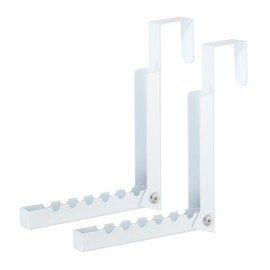 HARFINGTON 2pcs Over The Door Hanger Hooks Metal Foldable Over Door Drying Laundry Rack Hooks Portable Storage Hooks Clothes Organizer with 6 Grooves for Hanging Clothes Coat Towels, White