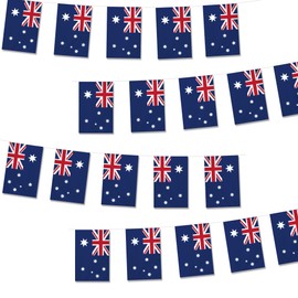 Australia Flags Australian Small Mini Hanging Flags Pennant Banner Decorations For Schools,National Sports Events, Grand Opening,Patriotic Festival, Party, 20Ft 20 PCS