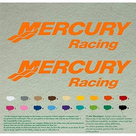 Pair of Mercury Racing Boats Compatible Replacement Decals Vinyl Stickers Boat Outboard Motor Set of 2 (12" X 2.7", Orange 034)