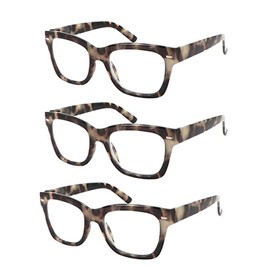 FUPRECIOUS Tortoise Reading Glasses Men Women Oversized Square Magnifying Spring Hinge Readers Glasses ((3 Pack) Gray Tortoise, 2, x)