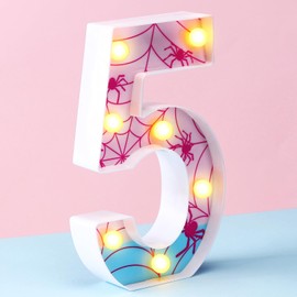 Leinuosen Spider LED Number Lights Birthday Party Decoration Pink Spider Light up Numbers Women Birthday Supplies for Marquee Night Christmas Gift Baby Shower(Number 5)
