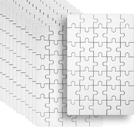 ElevaPulse Set of 12 Jigsaw Puzzles, White Blank Puzzle for Painting, DIY Mini Puzzle Children, Creative Craft Set for Children's Birthday Parties and Art Projects, 15 x 10 cm