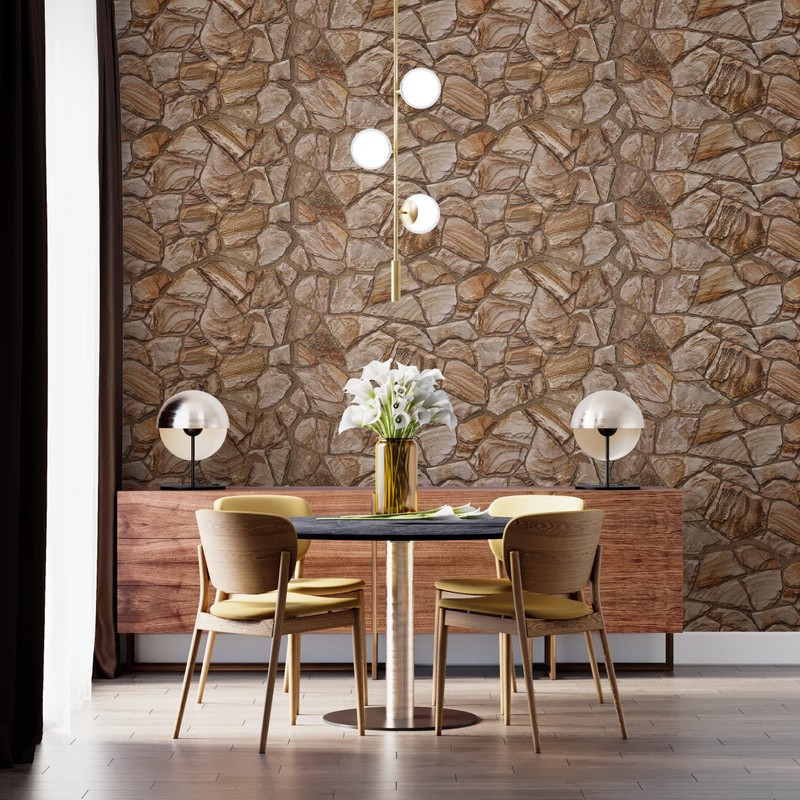 Dundee Deco 3D Wall Panels - Brown Faux Stone PVC
