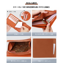 Men's Bi-Fold Tochigi Leather Bi-fold Wallet, Genuine Leather, Large Capacity, Holds 12 Cards, Bowler Leather, Safe, YKK Zipper, Coin Purse, Made by Top Craftsmen, Men's Wallet, Gift Box Included