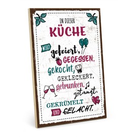 TypeStoff Wooden Sign with Saying - Kitchen - Vintage Look with Quote as Gift and Decoration on the Theme of Family, Friends and Joy - HS-00932