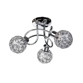 Modern 3 Way Flush Silver Chrome Metal Ball Ceiling Light Fitting