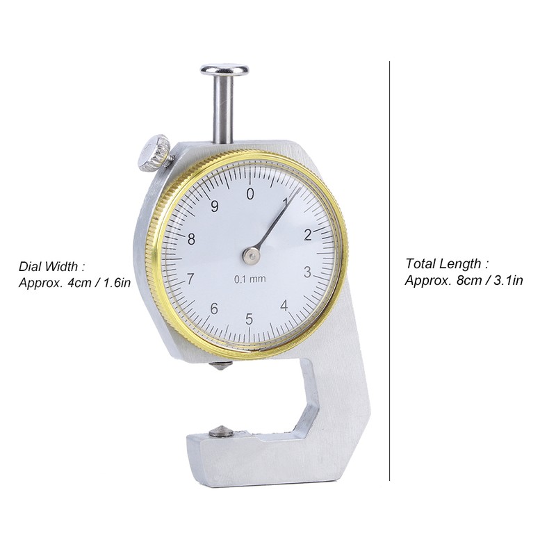 Thickness Gauge Round Dial Accuracy Measuring Tool Flat Pointed Head