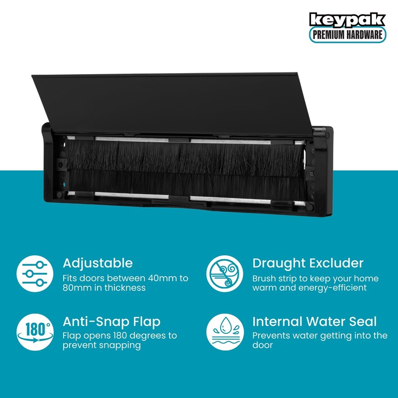 Keypak 10.62" (27cm) Door Letterbox – Adjustable Letter Box for