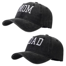 HAPEE Mom and Dad Hats, Girl Boy Mom Hat for Women Men,Adjustable Baseball Caps Gift for Couples Classic Gifts (UK, Alpha, One Size, M01-Black Black)