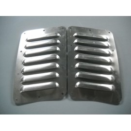 RodLouvers Pair of Angled Aluminum 5” 7 Louver Hood Panels (Bolt-On) Kit