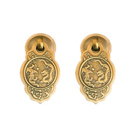 Tiazza 2Pcs Chinese Style Vintage Furniture Drawer Brass Pulls Handle Jewelry Box Wardrobe Door Small Handle