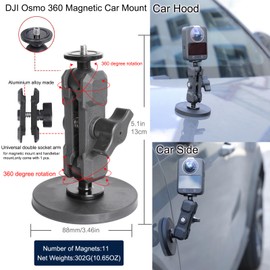 PellKing Accessories Kit for DJI Osmo 360,Included Carrying Case with Belt,2 Pcs Metal 1/4" Adapter,Handlebar Clamp,Magnetic Mount,43in Selfie Stick,Chest Strap,Head Strap,Backpack Mount,and Others