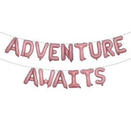 Adventure Awaits Party Decorations Travel Themed Happy Retirement Farewell Decorations Party Going Away Bon Voyage Party Decorations Camping Classroom Decor (ADVENTURE AWAITS Pink)