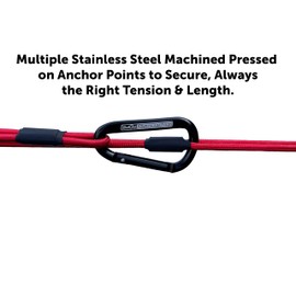 Red Everything Rope 5 Ft Adjustable Bungee Cord with Hooks – Shock Cord for Overland, RV, Camping, Boats, and Trucks – No-Knot Cargo Tie-Down Solution