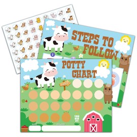 Farm Animals Potty Training Sticker Chart, 10 Potty Charts with 216 Round Stickers & 1 Instruction Sheet, Potty Reward Sticker Chart for Toddlers Boys Girls - A14