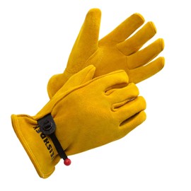 FEISHDEK Kids Work Gloves Age 2-14, Extra Soft Deerskin Suede, Durable, Flexible Toddler Youth Genuine Leather Gloves for Kids Yard Work, Working, Gardening (XL, Yellow, 12-14 Years Old)