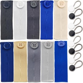 TIHOOD 22PCS Extender Button Set, Flexible Adjustable Elastic Waist Extender Button, Invisible Collar Neck Extenders, No-Sew Extend Buttons for Women and Men's Pants Jeans Skirts Clothing Supplies