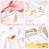 CARUILI Toddler Bedding Set for Girls 4 Piece Pink Rainbow