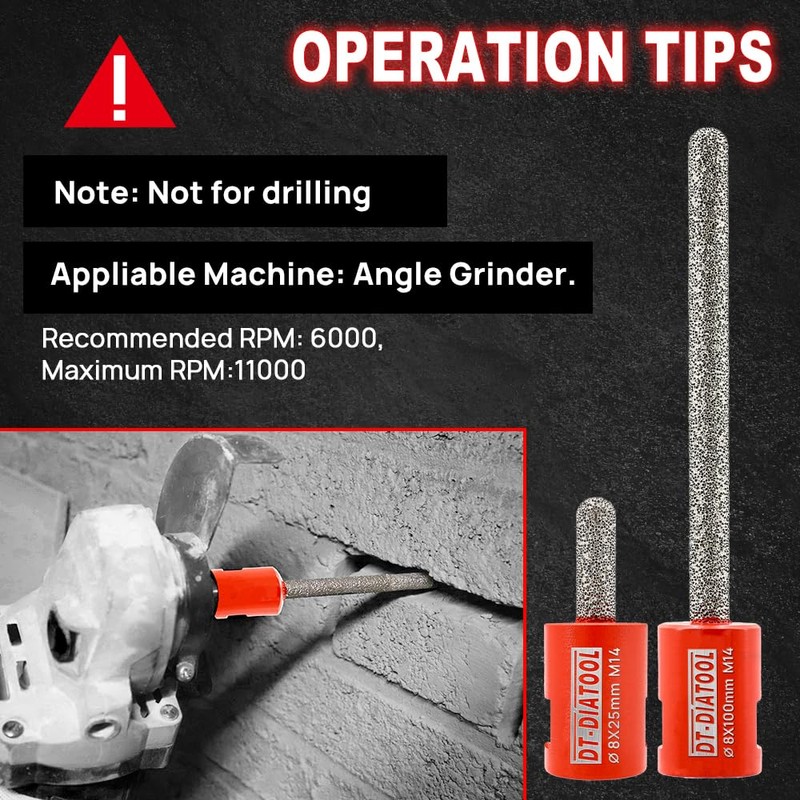 DT-DIATOOL Diamond Mortar Raking Bit for Brick Joints Stone Masonry