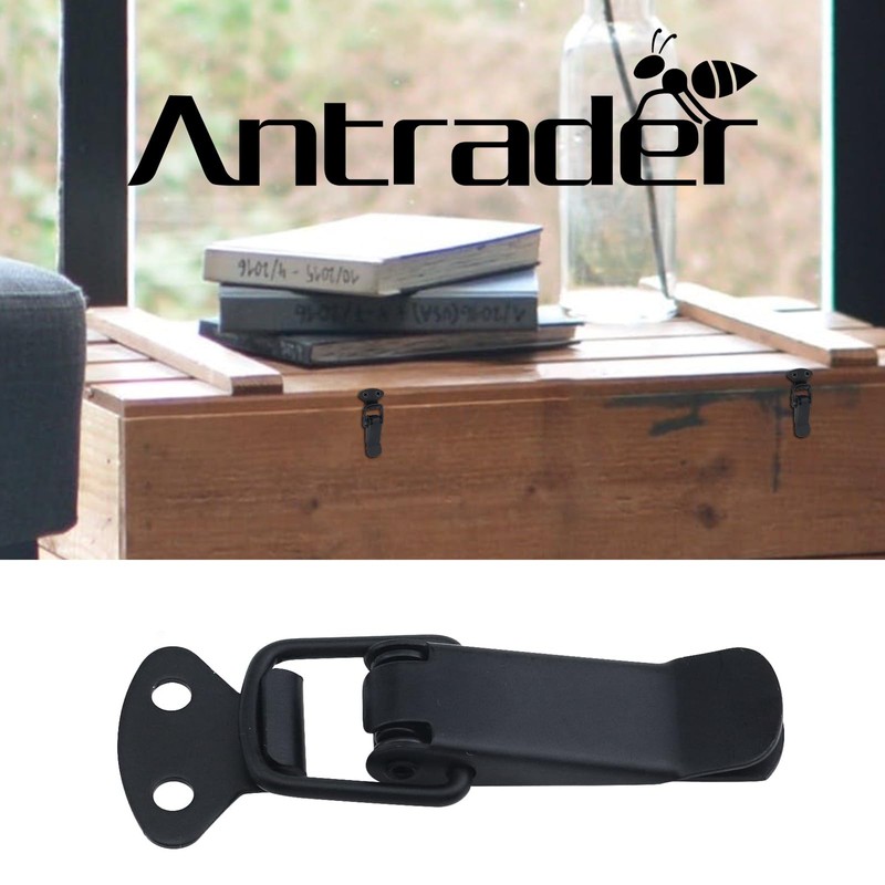 Antrader 4 Set Black Stainless Steel Spring Loaded Latch Catch