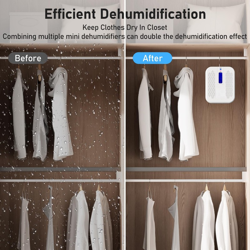 Rechargeable Small Dehumidifier, Portable Mini Dehumidifier for Bathroom, Highly Efficient