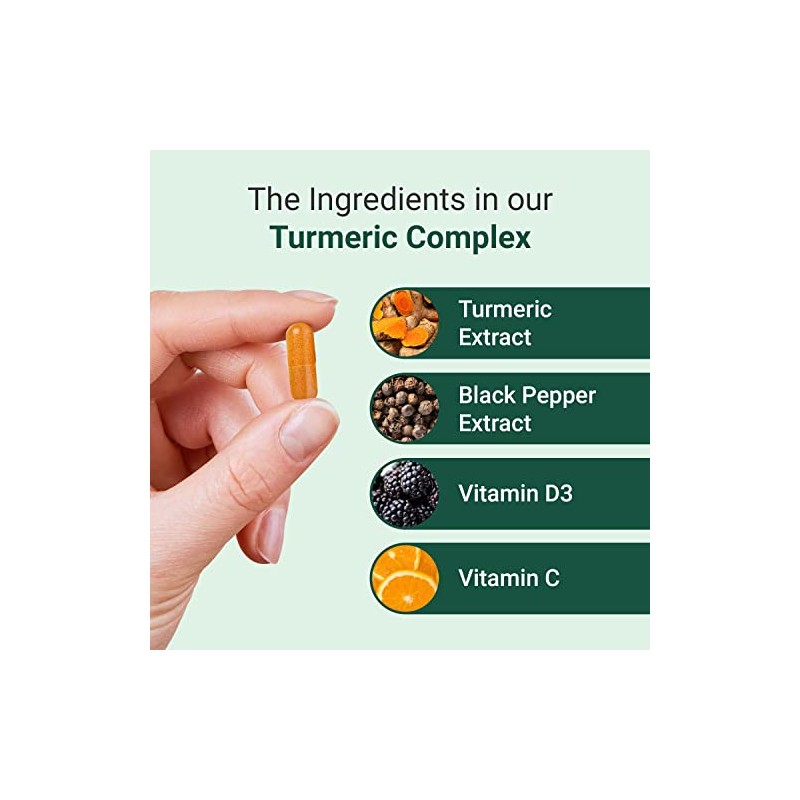 Hey Nutrition Turmeric Extract Complex - Vitamin D3 & C,