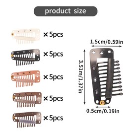25 wig clips Wig clips with safety pins 10 teeth hair extension snap-on clips For holding wigs in place, no sewing required Invisible Power Wig Comb Multi-purpose Hair Extension Clip