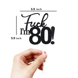 80 decoraciones para tartas, 80 decoraciones para tartas de cumpleaños, purpurina negra, divertida decoración para tartas de 80 años para hombres, 80 decoraciones para tartas para mujeres, decoraciones de 80 cumpleaños, decoración para tartas de 80 cumpl