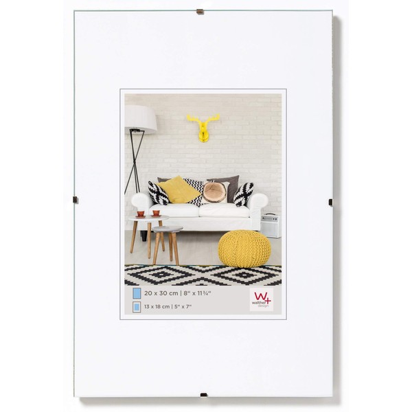 walther Design Picture Frame clear Glass21 x 29,7 cm (DIN A4) document Frame Frameless Picture holder RB130K