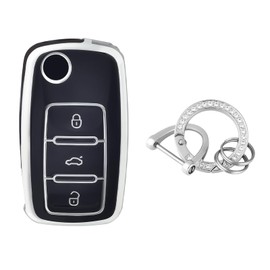 OFFCURVE Car Key Case Key Cover Car Key Cover Key Case with Key Fob for VW Volkswagen Polo Golf 4/5/6 Multivan T5 Jetta Bora Passat Skoda Fabia Seat Ibiza