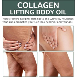 Collagen Firming Body Oil Skin Tightening Hydrating Massage Oil Nourishing Moisturizer Extract for Neck Arms Thighs Buttocks Stretch Marks Wrinkles All Skin Types 100ml (5pcs)