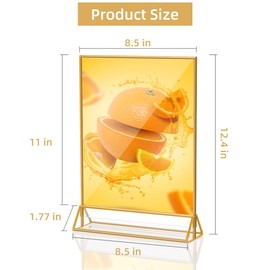 PPH-Sisy Acrylic Sign Holder 8.5X11 Clear Sign Holder,Gold Picture Frame Double Sided Flyer Holder , Table Menu Holder Display Stand for Wedding Table Number (6pcs)