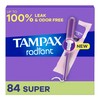 Tampax Radiant Tampons, with LeakGuard Braid, Super Absorbency, Unscented, 84